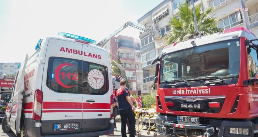 Karabağlar'ın Üçkuyular Mahallesi'nde 7 katlı bir apartmanın 6. katında çıkan
