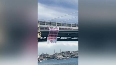Kadın Cinayetlerini Durduracağız Platformu, Haliç Köprüsü’ne üzerinde “Mayıs ayında 33