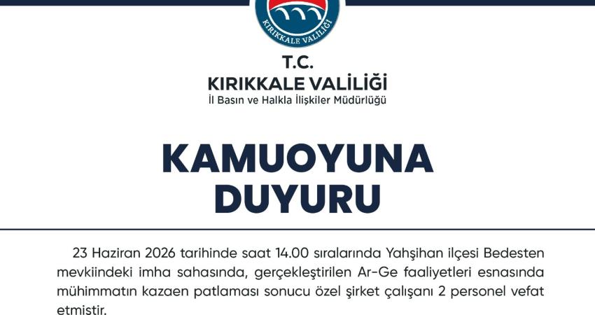 Kırıkkale'de özel bir şirkete ait iş yerinde meydana gelen mühimmat