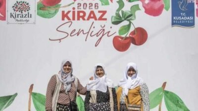 Kuşadası Belediyesi’nin destekleriyle Kirazlı Mahallesi’nde düzenlenen "Geleneksel Kiraz Şenliği" bu