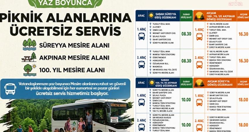 Manisa Büyükşehir Belediyesi, hafta sonunu doğayla iç içe geçirmek isteyen