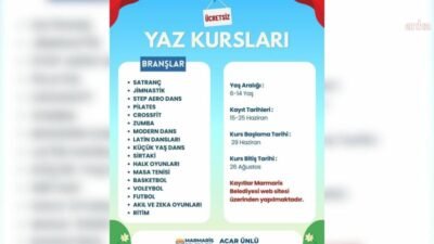 Marmaris Belediyesi tarafından çocuklar için 17 branşta düzenlenen ücretsiz yaz