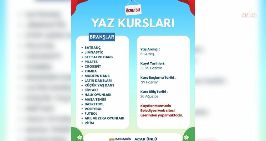 Marmaris Belediyesi tarafından çocuklar için 17 branşta düzenlenen ücretsiz yaz