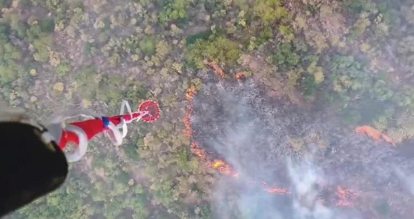 Muğla'nın Marmaris ilçesinde yıldırım düşmesi sonucu çıkan yangın, ekiplerin havadan