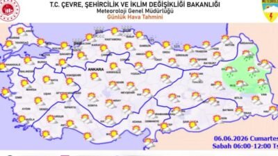 Meteoroloji Genel Müdürlüğü, bugüne ilişkin hava durumu değerlendirmesinde, yurdun güney
