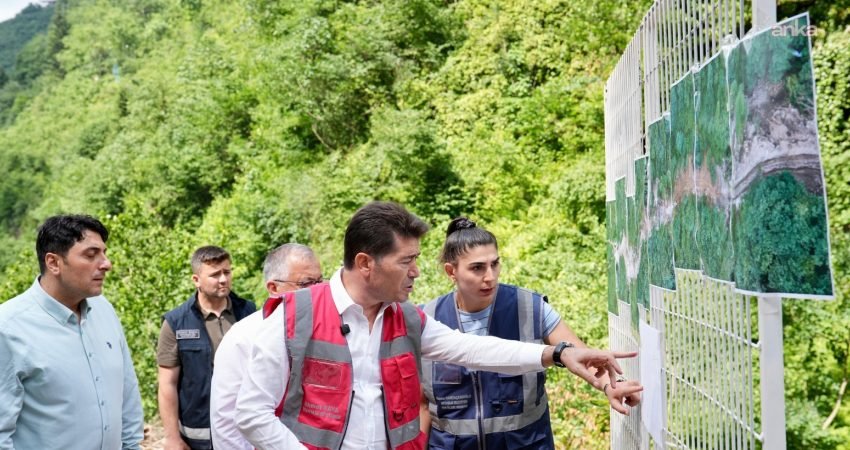 Ortahisar Belediye Başkanı Ahmet Kaya, yapımı süren Çağlayan Şelalesi Projesi'nde