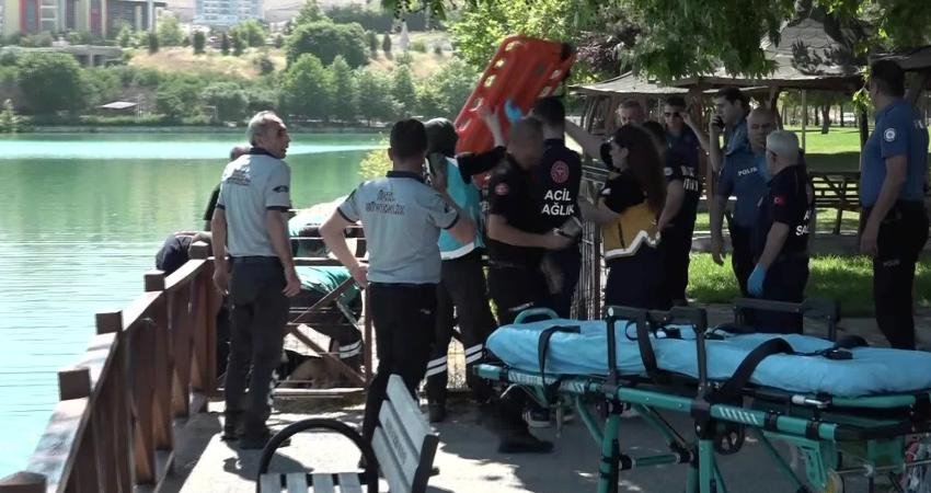 Malatya’nın Battalgazi ilçesinde bulunan Orduzu Pınarbaşı Mesire Alanı’ndaki gölette hareketsiz