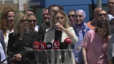 19 Mart operasyonu mağdurlarının Silivri'deki açıklamasında konuşan Dilek Kaya İmamoğlu,