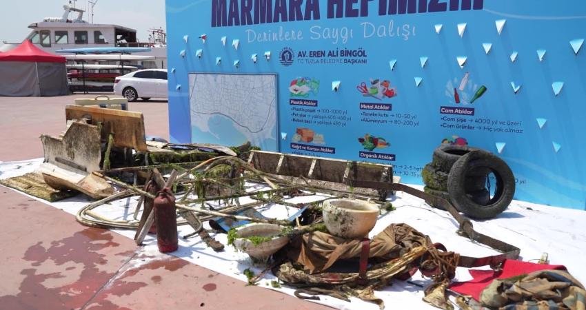 Tuzla Belediyesi öncülüğünde düzenlenen sualtı temizlik etkinliğinde, ocak ayındaki fırtınada