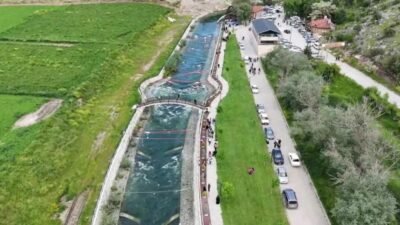 Yozgat'ta Çekerek Irmağı üzerinde 2022 yılında kurulan yapay rafting parkuru,