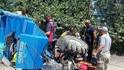 Zonguldak'ın Alaplı ilçesinde "pat pat" olarak bilinen tarım aracının devrilmesi