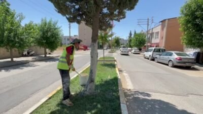 Adıyaman Belediyesi Park ve Bahçeler Müdürlüğü ekipleri, aşırı sıcağa karşı