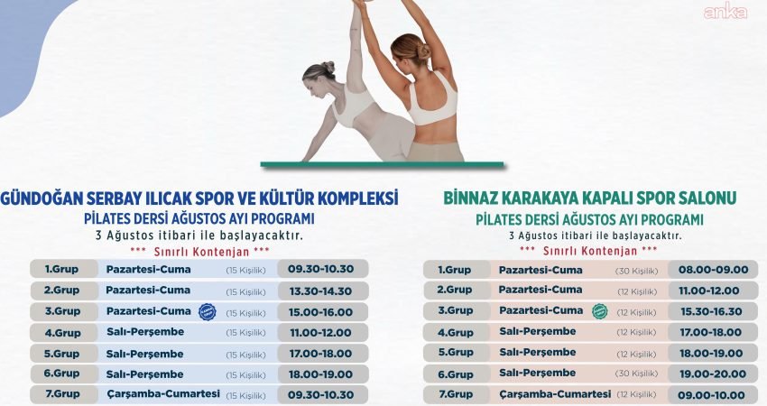 Bodrum Belediyesi, pilates derslerini ağustos ayında da sürdürecek. Dersler, 3