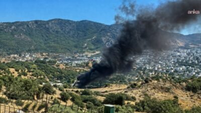 Muğla’nın Bodrum ilçesinde, bir yapı marketin inşaat ve izolasyon malzemelerini