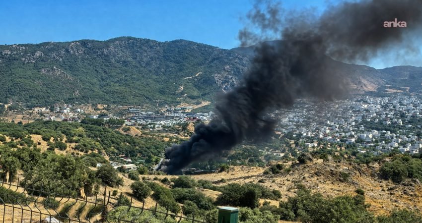 Muğla’nın Bodrum ilçesinde, bir yapı marketin inşaat ve izolasyon malzemelerini