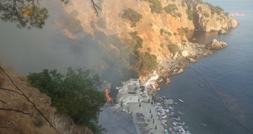 Büyükada'da Viranbağı Plajı yakınlarında ormanlık alanda akşam saatlerinde çıkan yangın
