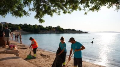 Yaz sezonuyla nüfusu katlanarak artan Çeşme'de temizlik ekipleri, artan evsel