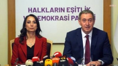 DEM Parti Eş Genel Başkanları Tülay Hatimoğulları ve Tuncer Bakırhan,