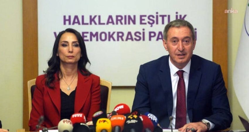 DEM Parti Eş Genel Başkanları Tülay Hatimoğulları ve Tuncer Bakırhan,