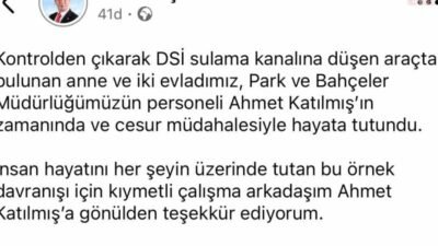 Efeler Belediye Başkanı Anıl Yetişkin, görev sırasında su kanalına düşen araçtaki
