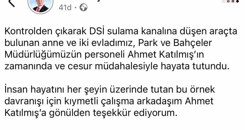 Efeler Belediye Başkanı Anıl Yetişkin, görev sırasında su kanalına düşen araçtaki