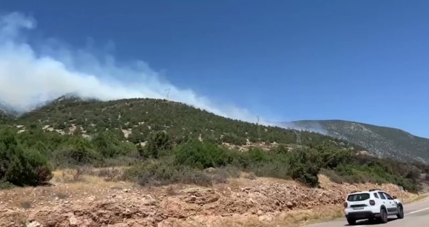 Isparta'nın Eğirdir ilçesine bağlı Barla köyü yakınlarında çıkan orman yangını,