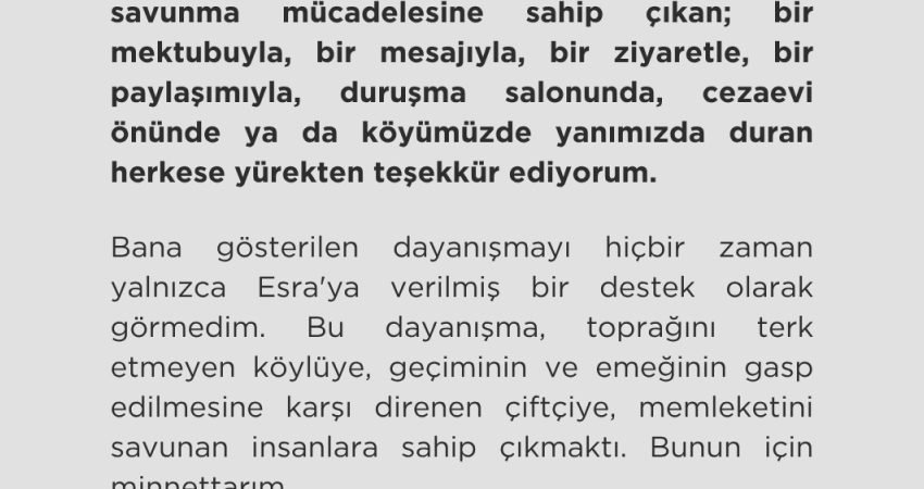 Çevre ve yaşam savunucusu Esra Işık, hakkında verilen 2 yıl
