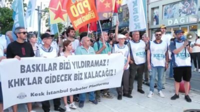 KESK üyeleri, KHK ile işten çıkarılan konfederasyon üyeleri için Ankara'da