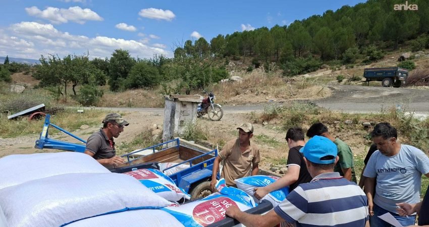 Manisa Büyükşehir Belediyesi, Gördes'in Benlieli Mahallesi'nde çıkan yangında yem ve