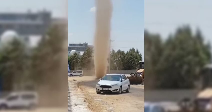 Mardin Organize Sanayi Bölgesi'nde (OSB) etkili olan kuvvetli rüzgarla birlikte