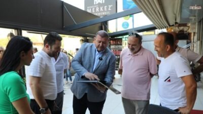 Menderes Belediye Başkanı İlkay Çiçek, birim müdürleri ve teknik personeliyle