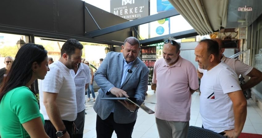 Menderes Belediye Başkanı İlkay Çiçek, birim müdürleri ve teknik personeliyle