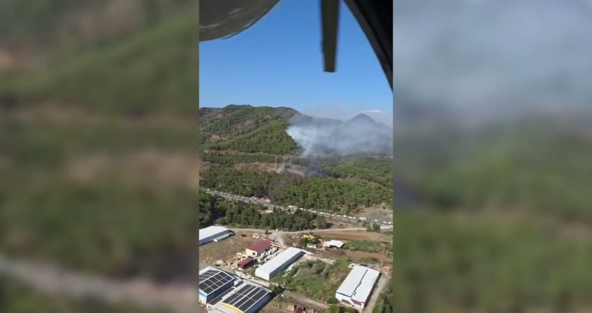 Muğla’nın Kavaklıdere, Milas ve Ortaca ilçelerinde çıkan yangınlara ekiplerin havadan