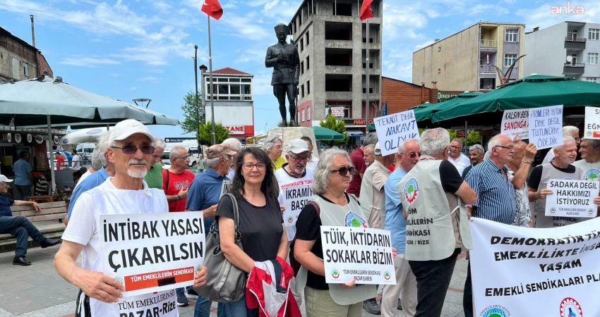 Rize’nin Pazar ilçesinde Emekli Sendikaları Platformu, açıklanan enflasyon verilerine tepki