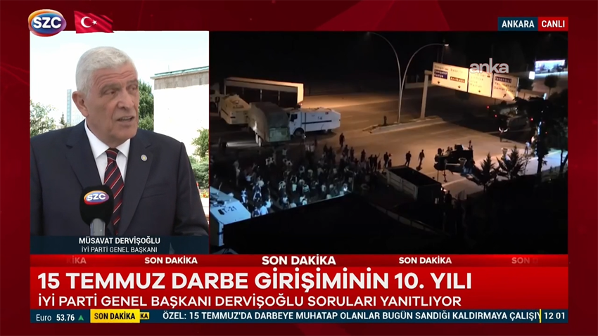 İYİ Parti Genel Başkanı Dervişoğlu: “Bu ülkede olağanüstülük olağanlaştırıldı” İYİ Parti Genel Başkanı Müsavat Dervişoğlu, 15 Temmuz darbe girişimine
