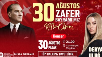 Antalya’da 30 Ağustos’ta ulaşım ücretsiz olacak Antalyalılar, 30 Ağustos’ta bayramın coşkusunu Cumhuriyet Meydanı’nda hep birlikte yaşayacak.