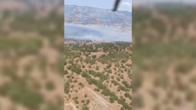 Balıkesir’in Sındırgı ilçesi Taşköy Mahallesi’nde çıkan ve ormanlık alana sıçrayan yangına
