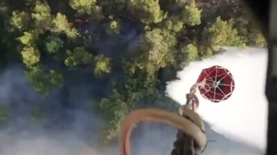 Balıkesir'in Sındırgı ilçesinde kamyonda çıkan ve yol kenarındaki ormana sıçrayan