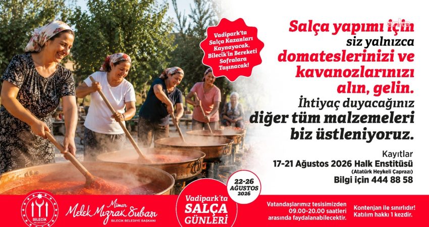 Bilecik Belediyesi, kışlık salçasını hazırlamak isteyen vatandaşlar için Vadipark Sosyal