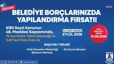 Bodrum Belediyesi, belediyeye olan borçların daha kolay ödenebilmesi amacıyla yapılandırma