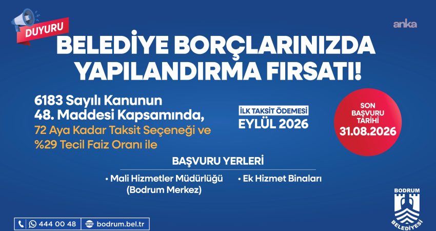 Bodrum Belediyesi, belediyeye olan borçların daha kolay ödenebilmesi amacıyla yapılandırma