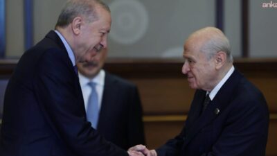 Cumhurbaşkanı Recep Tayyip Erdoğan, MHP Genel Başkanı Devlet Bahçeli'yi Cumhurbaşkanlığı'nda
