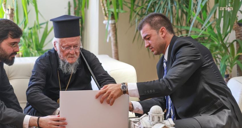 Fener Rum Patriği Bartholomeos, Bodrum Belediye Başkanı Tamer Mandalinci’yi makamında
