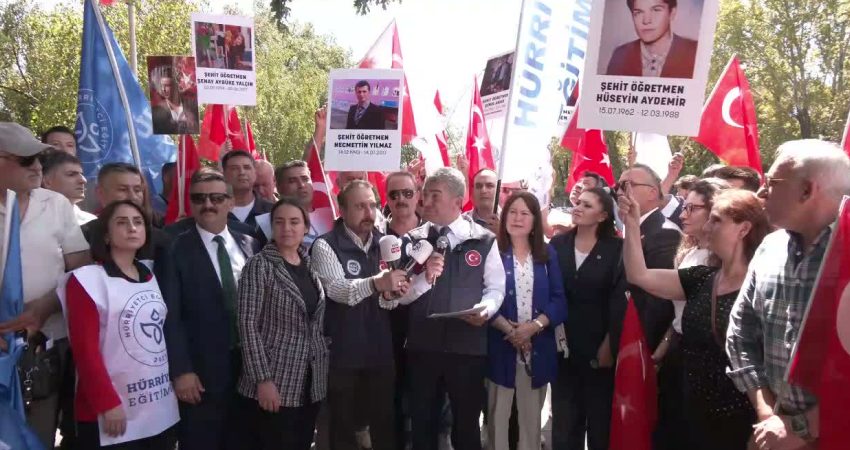 Hürriyetçi Eğitim Sendikası, çerçeve yasa teklifine Meclis önünde yaptığı açıklamayla