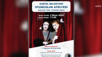 Kartal Belediyesi Tiyatrosu Oyunculuk Atölyesi, 2026–2027 eğitim dönemi için düzenleyeceği