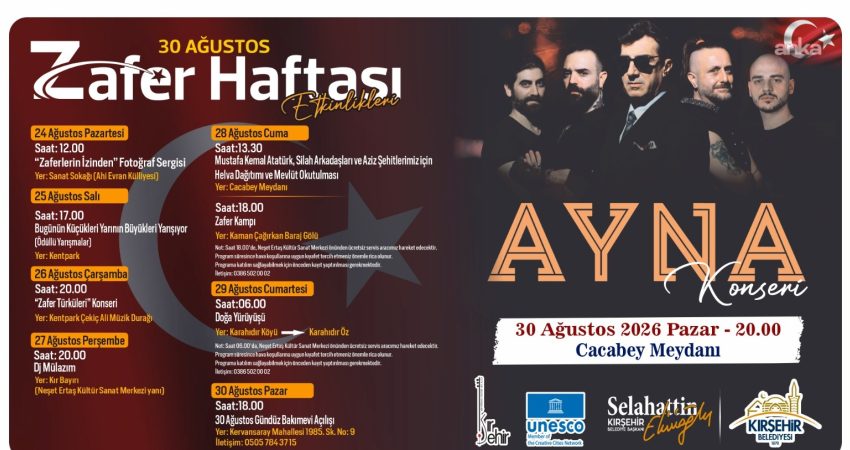 Kırşehir Belediyesi, 30 Ağustos Zafer Bayramı’nın 104’üncü yılı ve Zafer Haftası