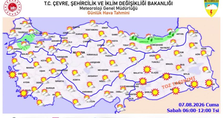 Meteoroloji Genel Müdürlüğü, Güneydoğu Anadolu’nun doğusunda beklenen toz taşınımı nedeniyle
