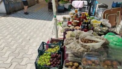 Muğla'nın Milas ilçesine bağlı Ören Mahallesi'nde kurulan pazarda üretici, esnaf