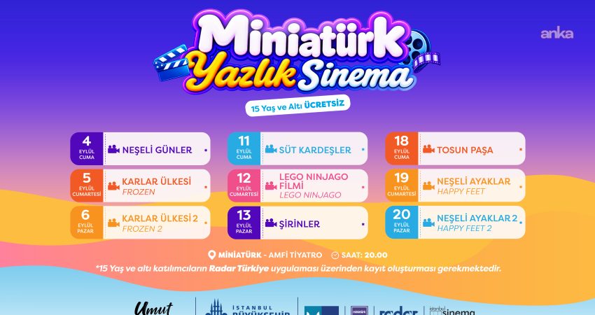 İBB Kültür AŞ’ye bağlı Miniatürk, yaz akşamlarında sinemaseverleri açık hava