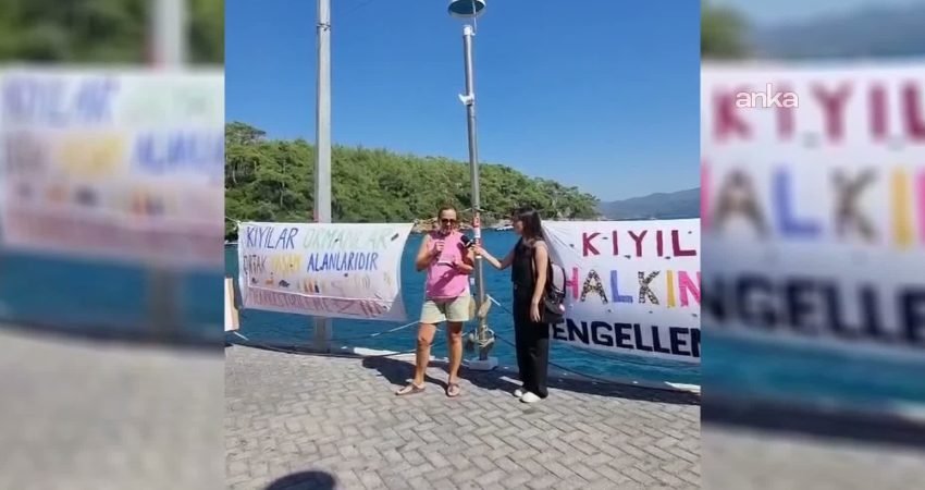 Muğla'nın Ula ilçesine bağlı Akyaka Mahallesi'nde vatandaşlar, kıyıların işletmeler tarafından